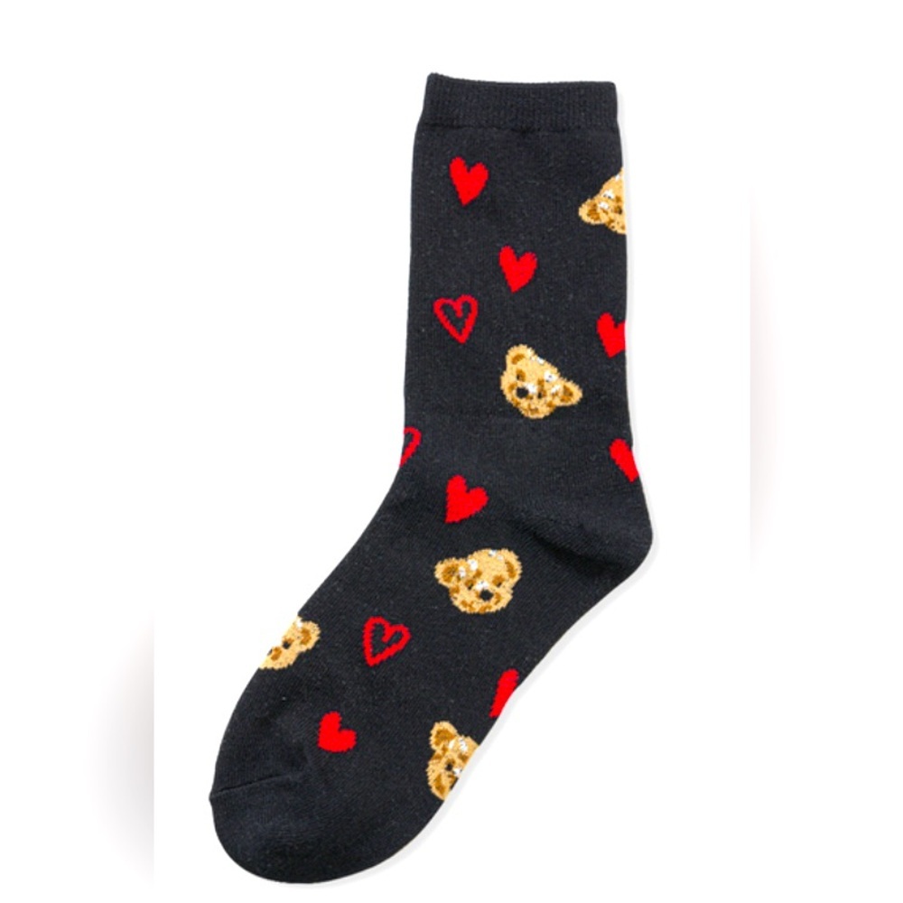 Black and Red Heart Patterned Socks